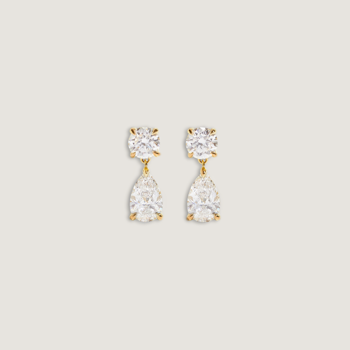 Frankie Round & Pear 4ctw Diamond Earrings