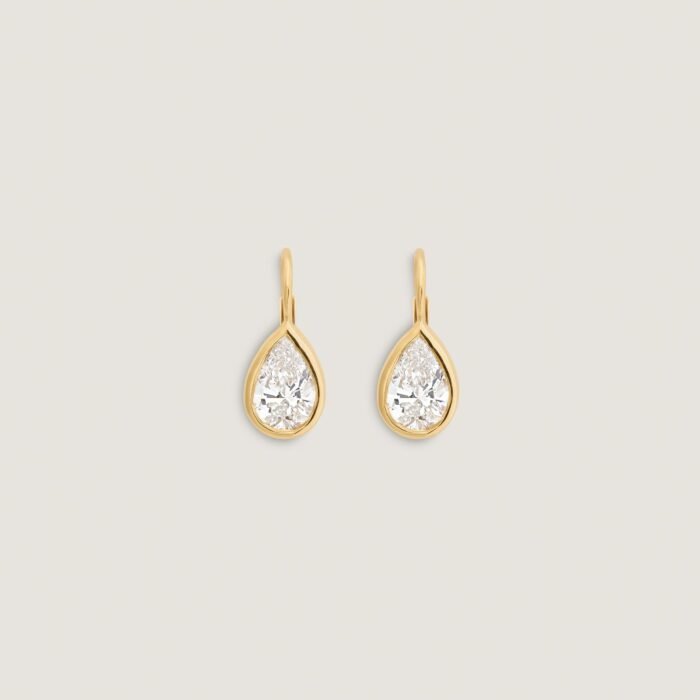 Harper 2ctw Pear Drop Earrings Yellow Gold